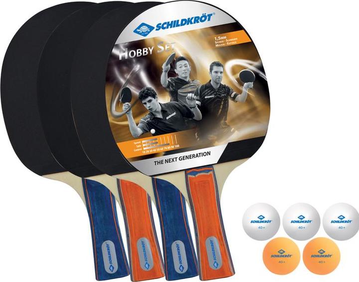 Schildkröt Donic-Schildkröt 788603 - Table tennis set Hobby for 4 players, 4 bats with 5 balls in bag