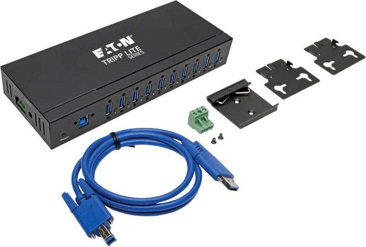 Produktbild Eaton 10-Port Industrial-Grade USB 3.0 SuperSpeed Hub 20kV ESD Immunity Metal Housing Moun (USB-C, 10 Ports)