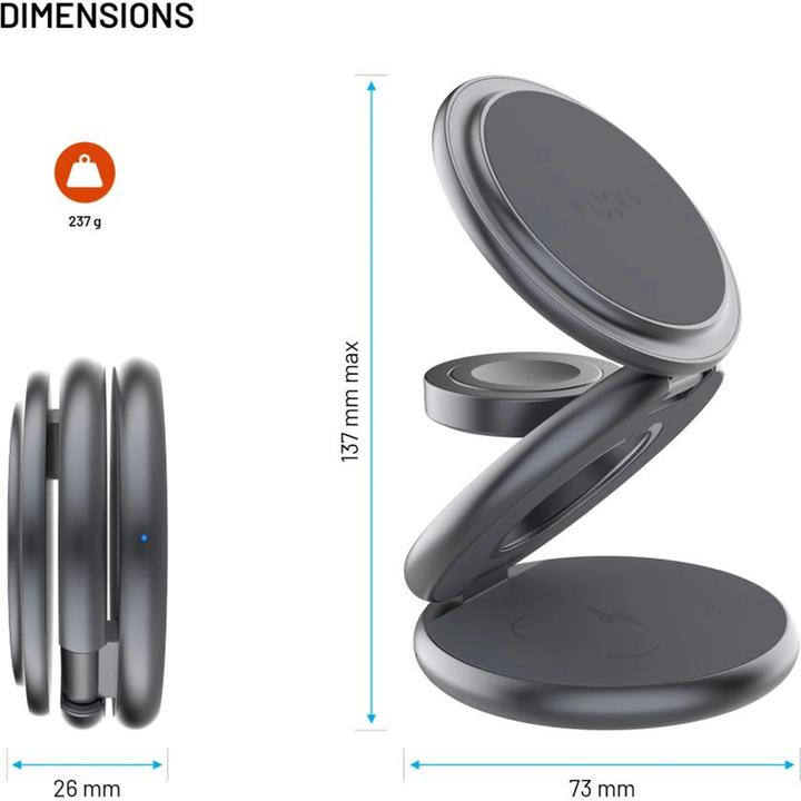 Fixed MagPowerstation Round, grey (15 W)