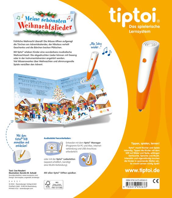 Actual product image Ravensburger tiptoi Meine schönsten Weihnachtslieder (German, Cee Neudert, 2022)