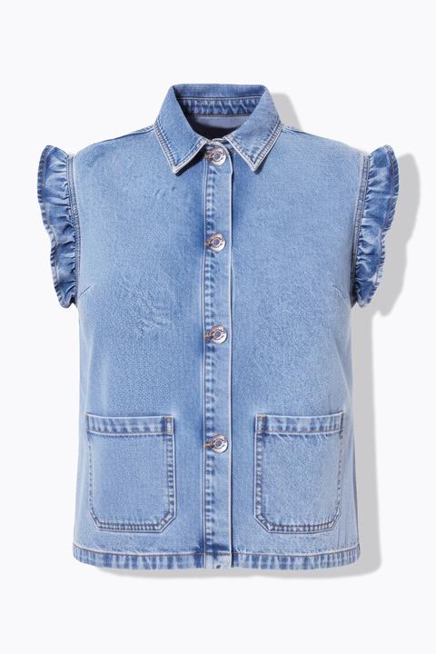 Produktbild Studio Untold Jeansweste, Boxy Shape, hellgewaschen, Arm-Rüsche (46, 48)