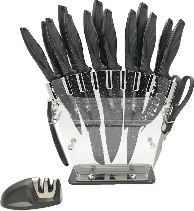 Actual product image Intirilife 17-piece set kitchen knives with knife block