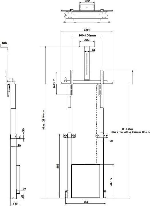 Produktbild Multibrackets Standfuss elektr, -100", max 120 kg, weiss (120 kg, 32" - 100")
