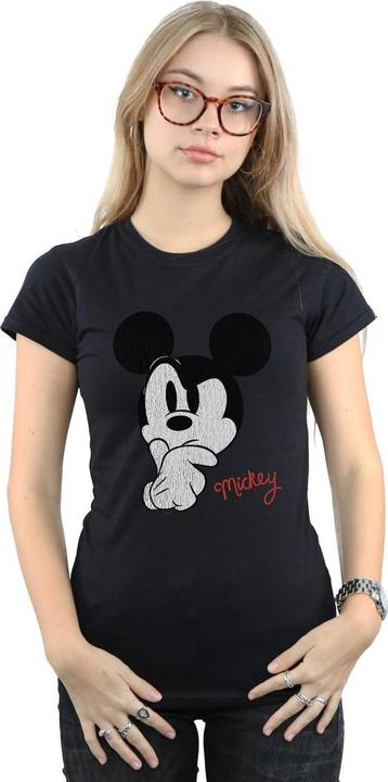 Actual product image Disney Womens/Ladies Mickey Mouse Distressed Ponder Cotton T-Shirt (XL)