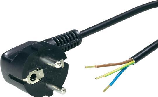 Lapp AC-Netzkabel, DE/FR Typ F/E (CEE 7/7) Stecker - Offene Enden, 1.5m, Schwarz (1.50 m)