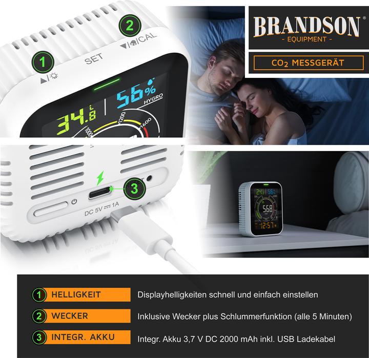 Produktbild Brandson CO2-Messgerät Luftqualitätsprüfer