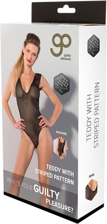 Productafbeelding Guilty Pleasure Gp Bedrukte Datex Gestreepte Teddy Zwart L (L)
