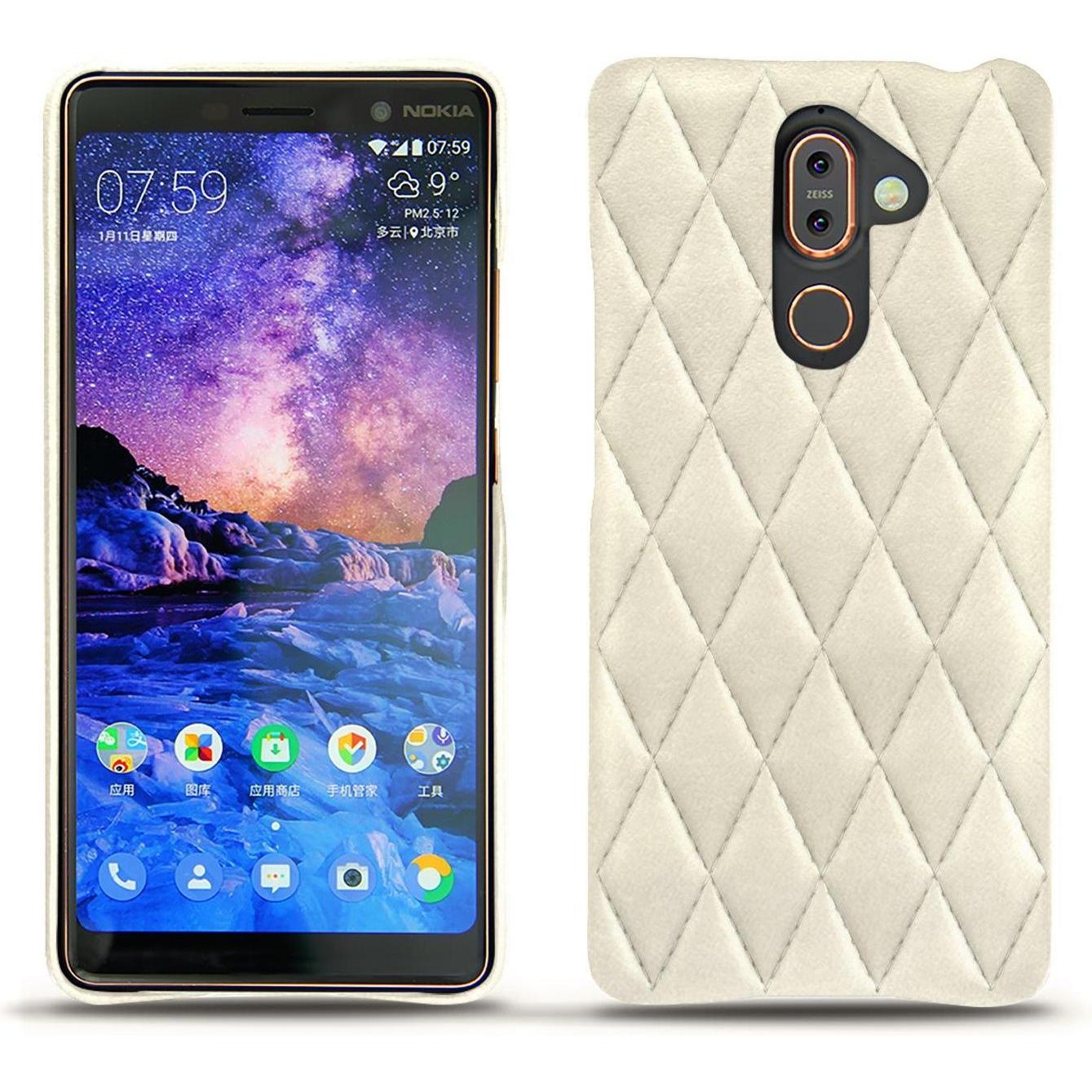 Noreve Lederschutzhülle (Nokia 7 Plus), Smartphone Hülle, Weiss