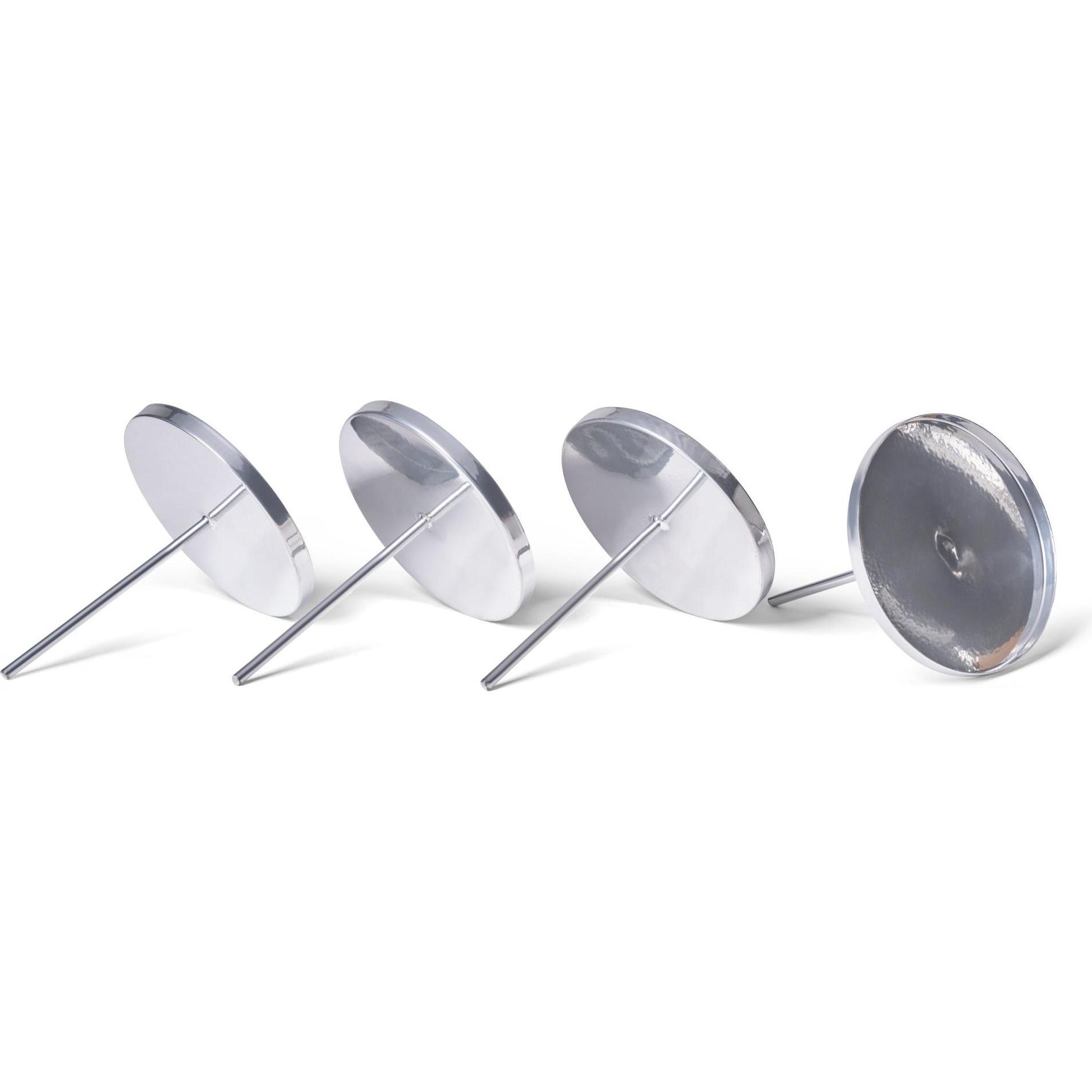 Novaliv, Kerzenständer, 4x Kerzenpick flach 9cm SILBER Weihnachtskranz Kerzenständer Adventskranzdeko Kerzenhalter