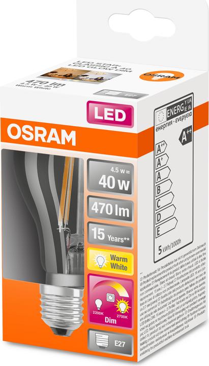 Actual product image Osram Superstar Classic A (E27, 4.50 W, 470 lm, 1 x, E)