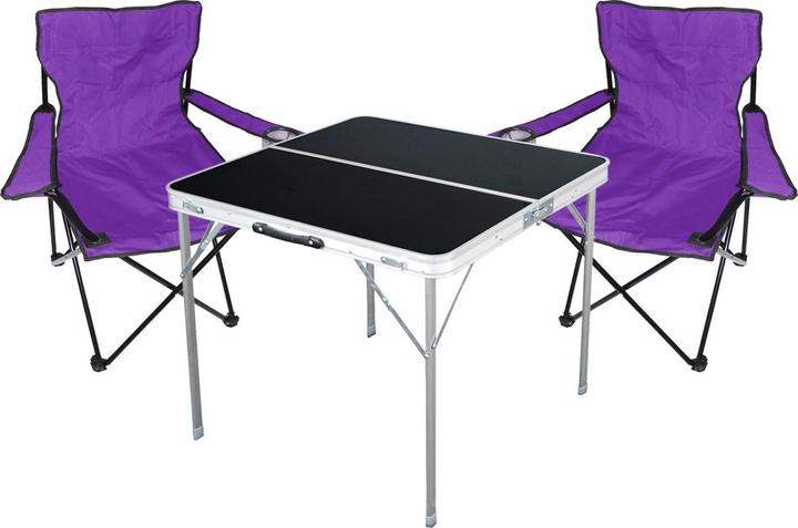 Mojawo 3-teiliges Campingmöbel Set lila Tisch + 2 Campingstühle mit Tasche