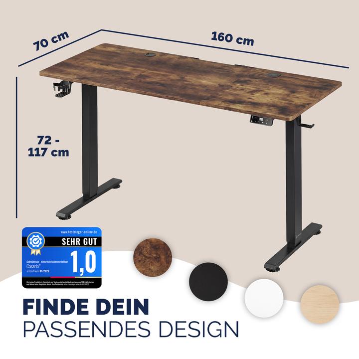 Image du produit Casaria Höhenverstellbarer Schreibtisch (160 x 70 x 72 cm)