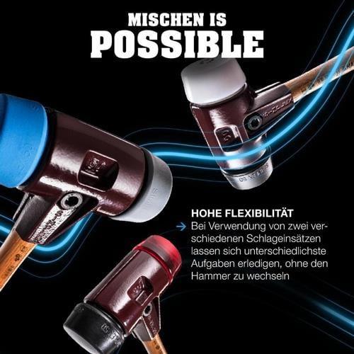 Produktbild Halder SIMPLEX-Plusbox Starterset, SIMPLEX-Softface-Hammer D60, Gummimischung mit Ständer / (2600 g)