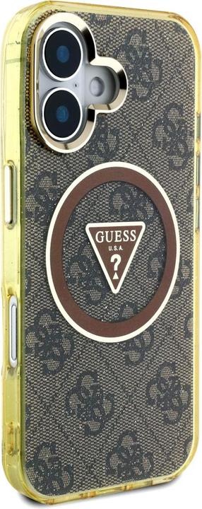 Immagine prodotto Guess Case IML Metal Glitter 4G Circle Triangle MagSafe for iPhone 16 brown (Apple iPhone 16)