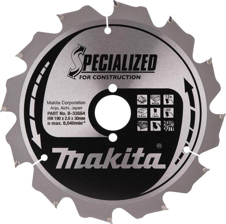 Makita SPECIALIZED zaagblad 190x30x12Z