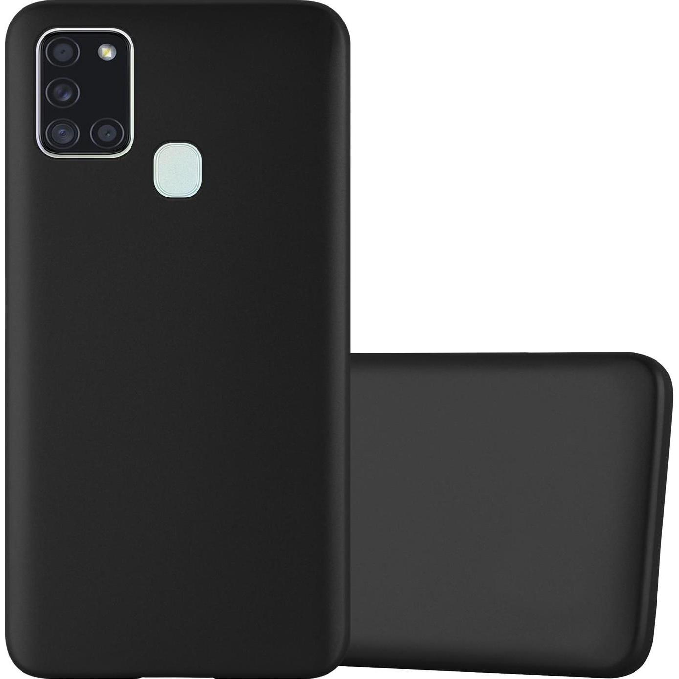 Cadorabo TPU Matt Metallic Cover (Samsung Galaxy A21s), Smartphone Hülle, Schwarz