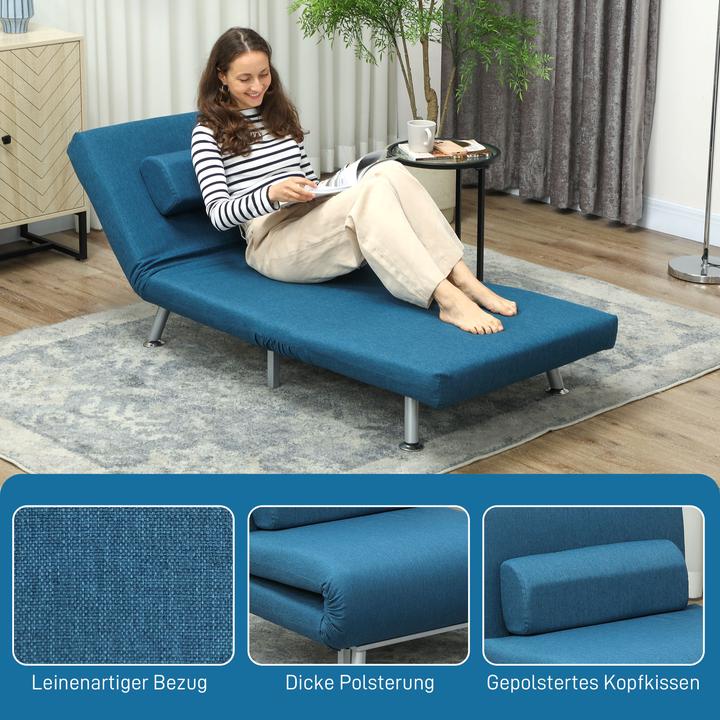 Immagine prodotto Homcom Schlafsessel Polyester, Stahl Blau