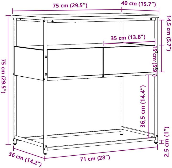 Produktbild vidaXL Beistelltisch (75 x 40 x 75 cm)