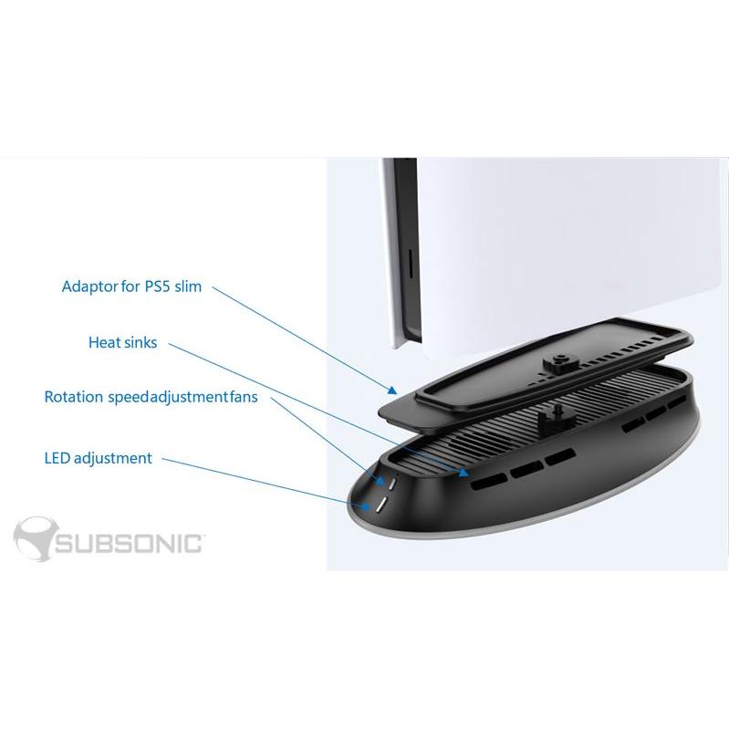 Subsonic Cooling LED stand for PS5 and PS5 Slim (PS5), Accessori per controller gaming, Nero