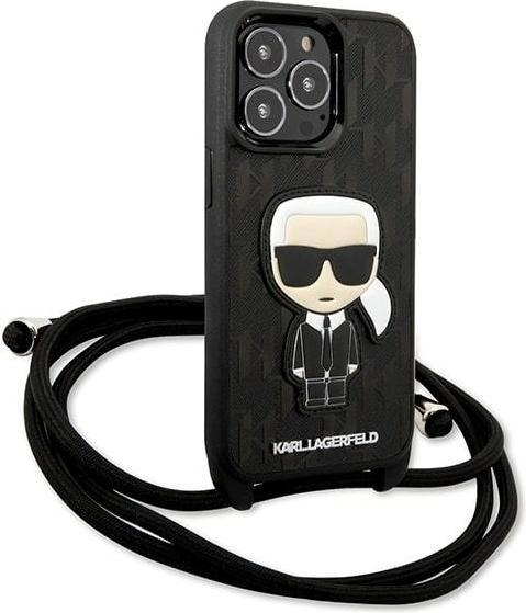 Actual product image Karl Lagerfeld Monogram Leather Patch and Cord Iconik - Case iPhone 13 Pro (Apple iPhone 13 Pro)