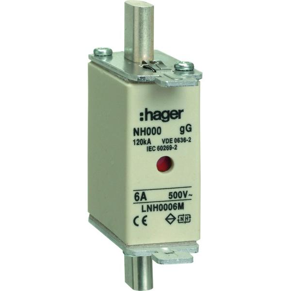 Hager, Sicherung, NH-Sicherung NH000 gG 500V 6A K-Melder LNH0006M (6 A)