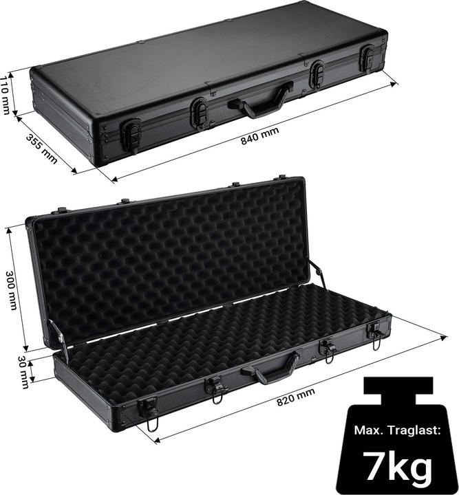 Wiltec Black Gun Case with Burl Foam Padding and 4 Locks, for Rifles & Guns 84x34.5x11.7cm