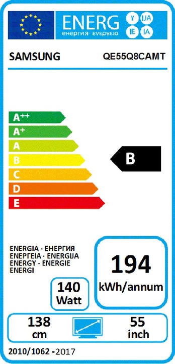 Label énergétique Samsung Qe55q8c (55", LCD, 4K, 2017)