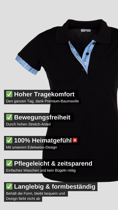 Produktbild Edelvetica Polo Shirt Edelweiss Krageninnenseite & Armabschluss Damen (S)