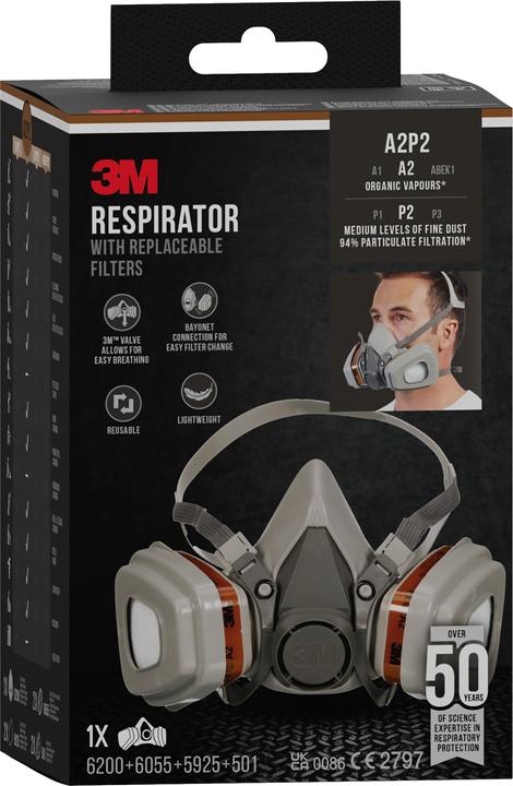 Produktbild 3M Halbmaske mit Wechselfiltern (A2P2, 1 x)