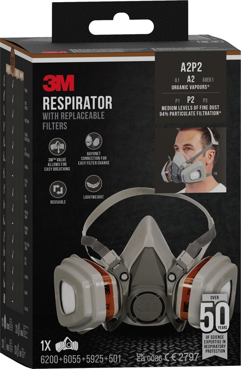 Immagine prodotto 3M Mezza maschera con filtri alternati (A2P2, 1 x)
