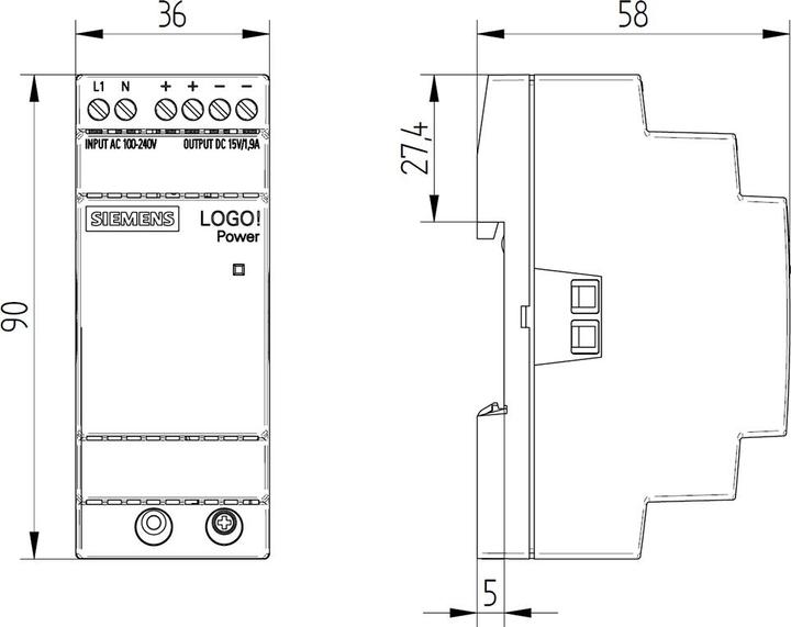 Produktbild Siemens Hutschienen-Netzteil (DIN-Rail