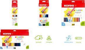 Actual product image Kores "Kolores" triangular coloured pencils, 36-pack cardboard box, highly pigmented, lead thickness: 3 (Multicoloured, 36 x)