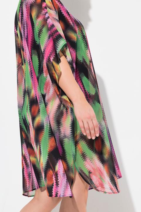 Immagine prodotto Ulla Popken Tunica dal taglio oversize con allacciatura, scollo a V e mezze maniche (50, 52, 54, 56)