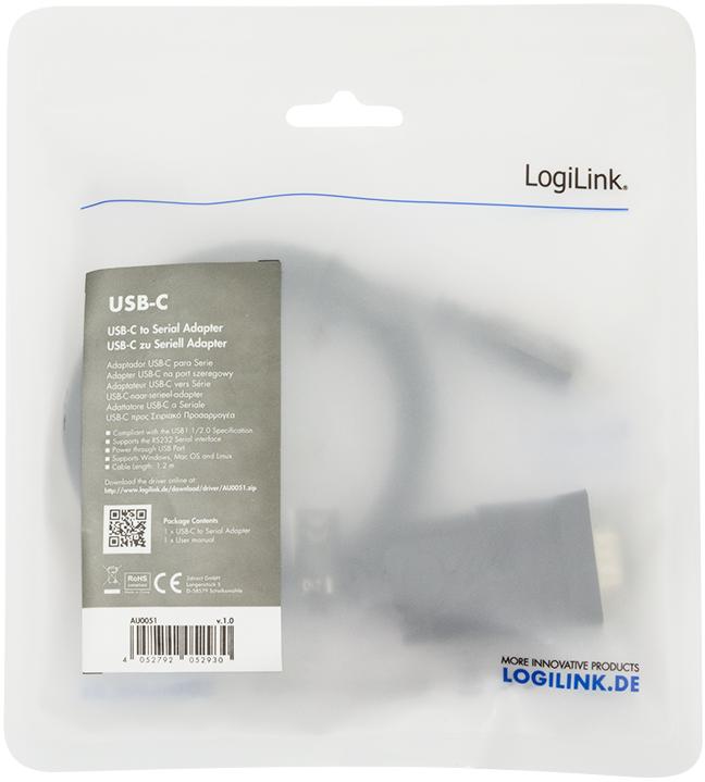 Produktbild LogiLink USB C zu RS232 (1.20 m)