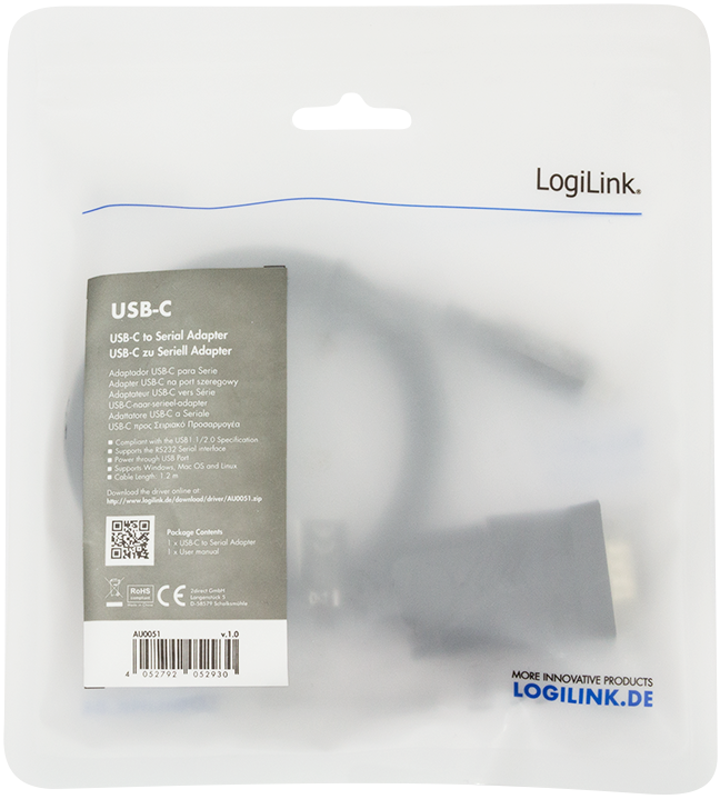 Actual product image LogiLink USB C to RS232 (1.20 m)