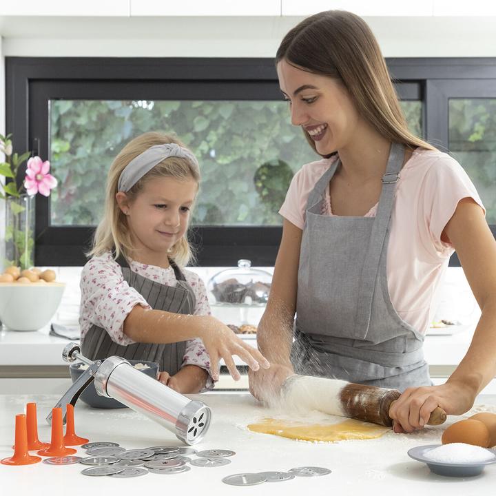 Immagine prodotto InnovaGoods Distributore di pasta per biscotti e pistola a spruzzo - 4 ugelli (Pressa per biscotti)