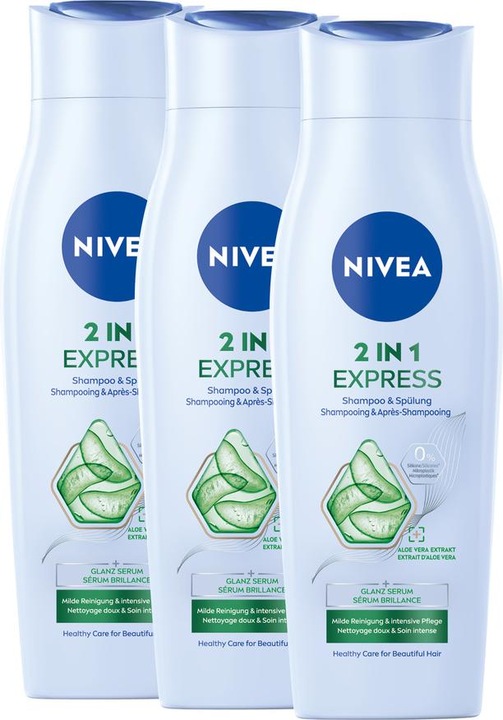 Produktbild NIVEA 2in1 Express Shampoo & Spülung Trio (750 ml, Flüssiges Shampoo)