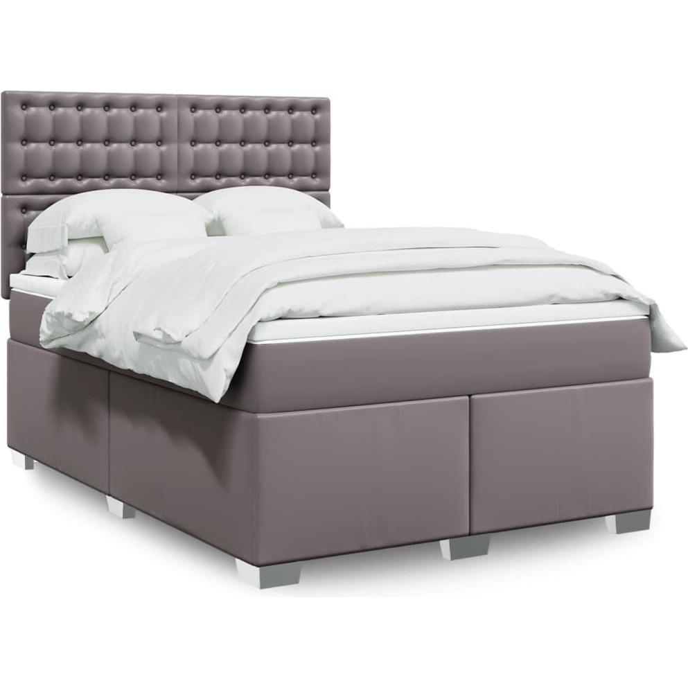 VidaXL, Bett, Bo x springbett mit Matratze 140 x 200 cm Kunstleder (140 x 200 cm)