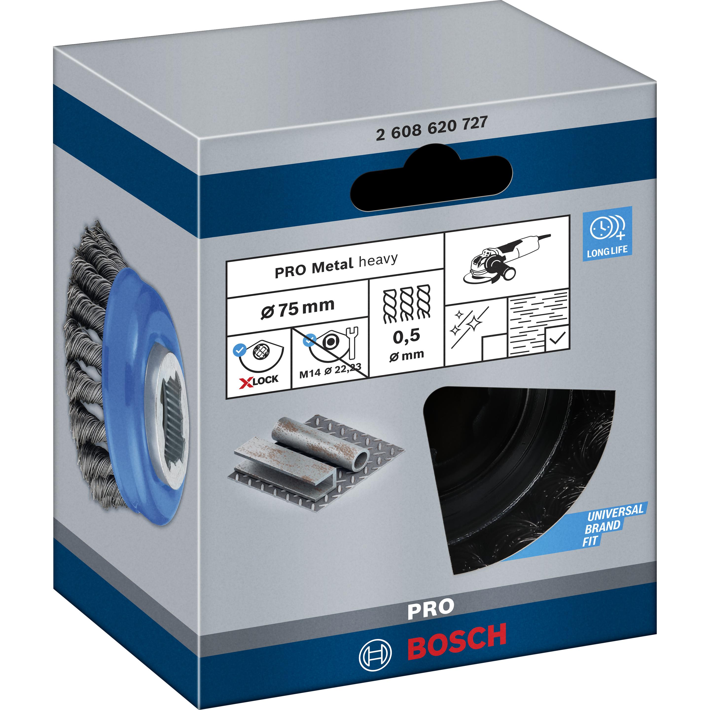 Thumbnail - Bosch Professional Zubehör, Schleifmittel, PRO Metal heavy X-Lock Topfbürste, 75 x 0,5 mm