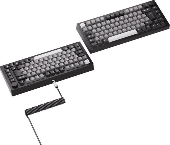 Actual product image Akko MonsGeek M1 V5 VIA Black & Silver Keyboard ISO-DE/UK/Nordic layout Creamy Purple Switch (DE, Cable)