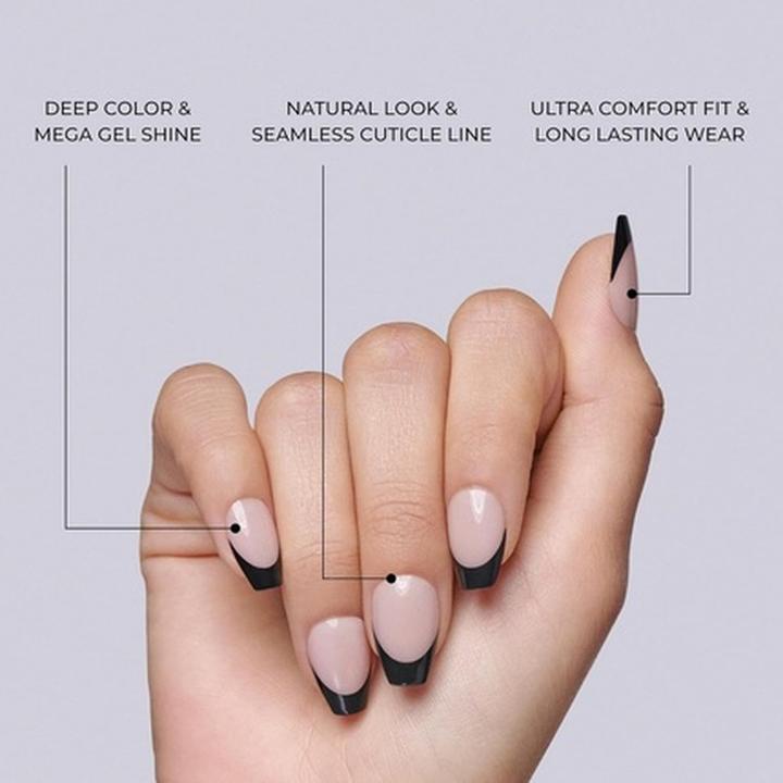 Image du produit KISS Adhesive nails Salon Acrylic French Color - Squared 28 pcs (Ongles artificiels, Rose clair, Coffin Shape, Taille moyenne)