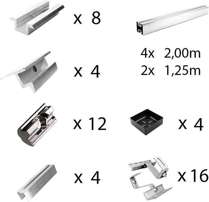 Image du produit Offgridtec Kit de fixation avec crochets de toit, réglable dans 3 directions (pour tuiles) pour montage sur (Matériel de montage du système solaire)