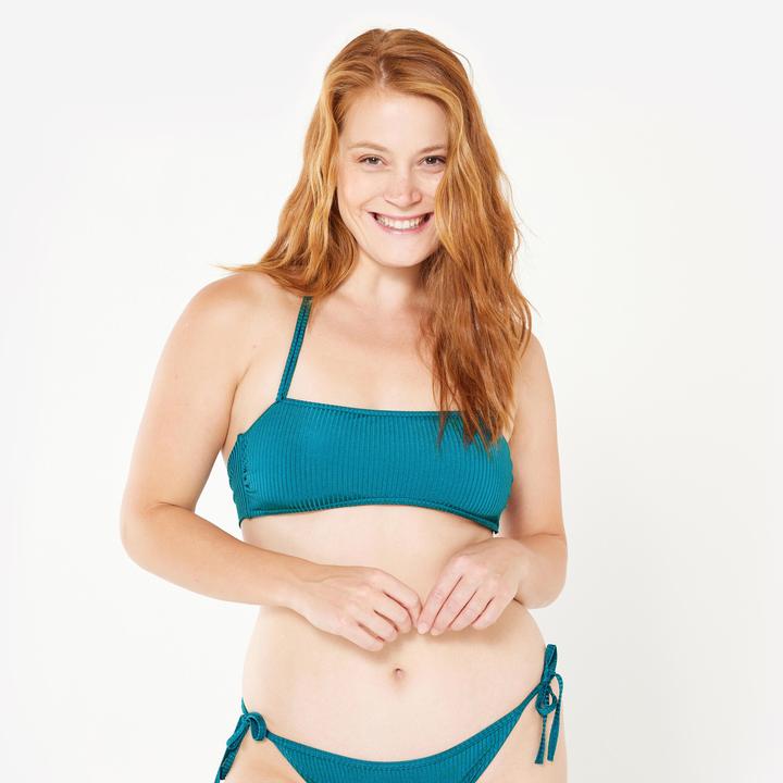 Image du produit Olaian Haut de maillot bandeau texturé Femme - Laura folk bleu (80 C)