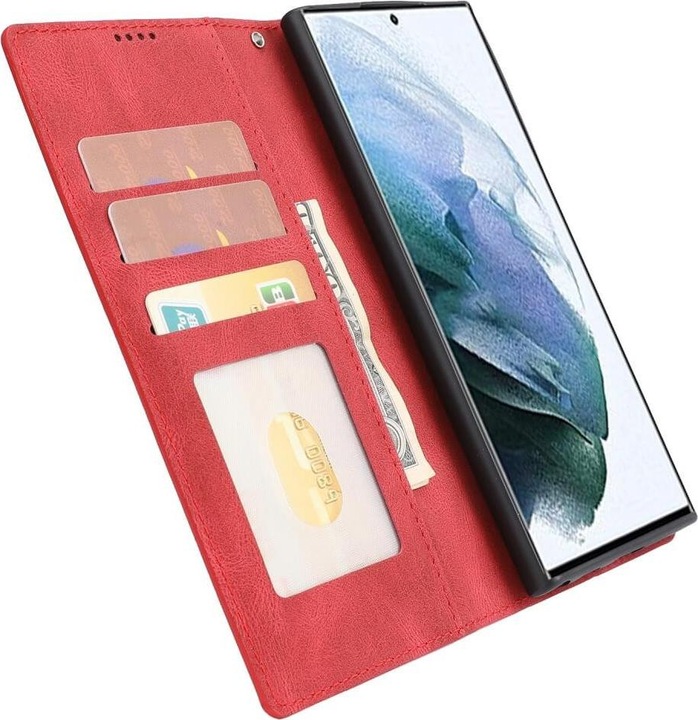 Image du produit Cover-Discount Galaxy S23 Ultra - Étui en cuir rouge (Samsung Galaxy S23 Ultra)