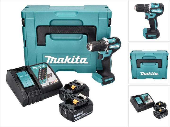 Actual product image Makita DDF 487 RMJ Battery Drilldriver 18 V 40 Nm Brushless + 2x Battery 4,0 Ah + Charger + Makpac