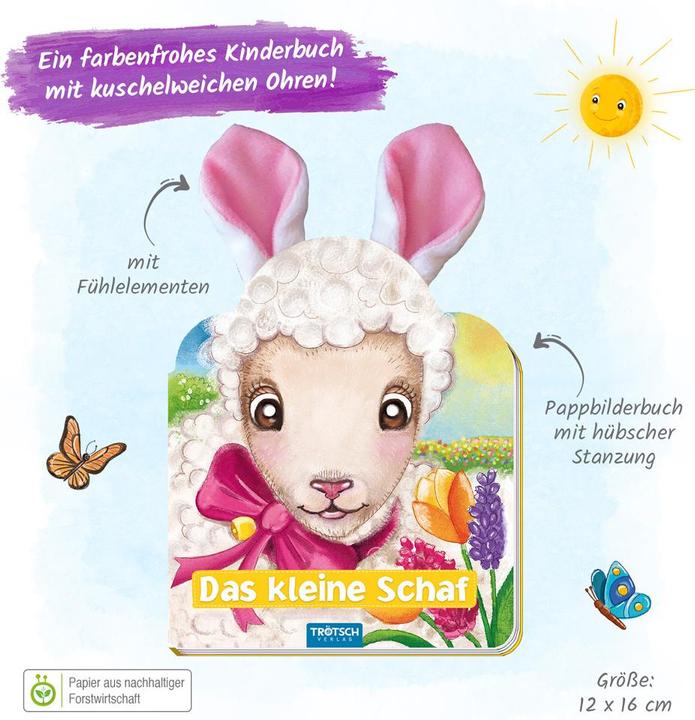 Actual product image The Little Sheep Children's Book with Plush Ears (German)
