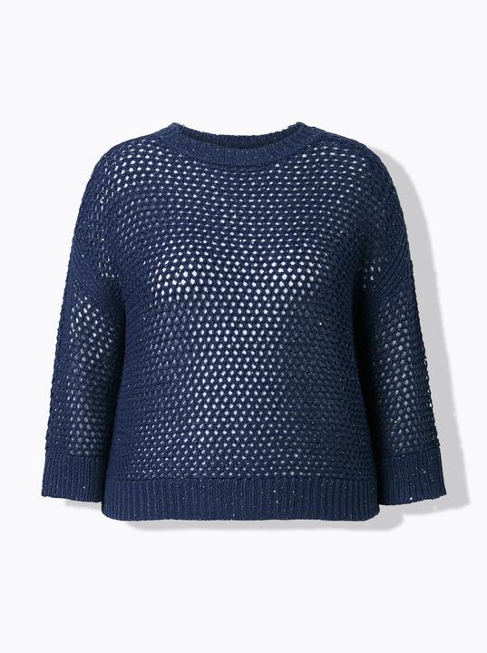 Produktbild Ulla Popken Pullover, Pailletten, Oversized, Rundhals, 3/4-Arm (60)