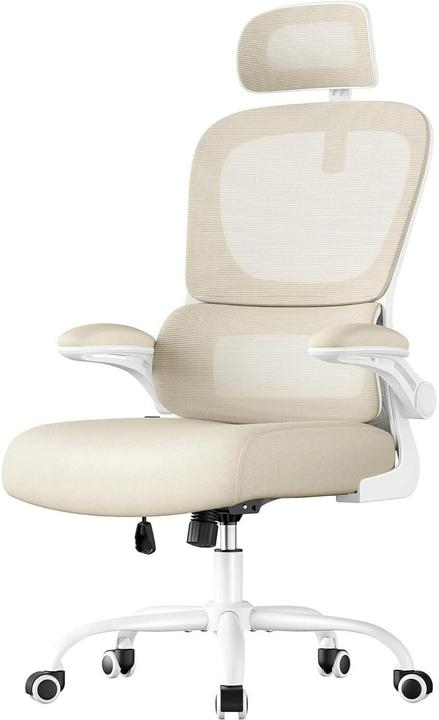 Songmics Bürostuhl mit Armlehnen Beige