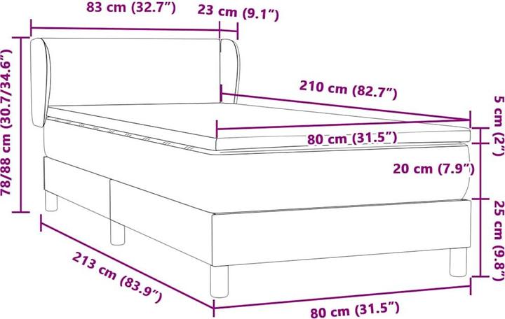 Produktbild vidaXL Boxspringbett (80 x 210 cm)