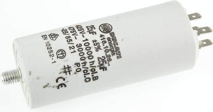 Ducati Energia 4.16.10 Polypropylene Film Capacitor, 450V ac, ±5%, 25uF, Stud Mount